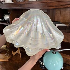 Large Iridescent Shell Glass Decorative Bowl